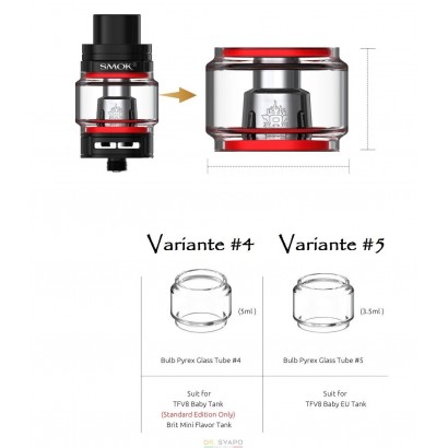 Ersatzglaszerstäuber-Glas Glas Tube Smok TFV8 Baby / Großes Baby / X-Baby-SMOK