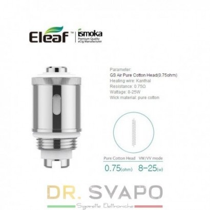 Résistances pour cigarettes électroniques-Résistance Eleaf GS Air Head Coil en Coton 0.75 ohm-Eleaf