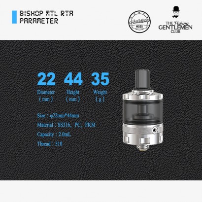 Rebuildable Atomizers Bishop MTL Tank RTA - The Vaping Gentlemen Club