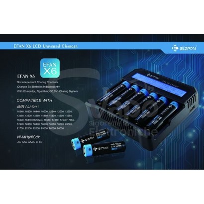 Vaping Ladegeräte-EFAN 6 Slot Universalladegerät NC6 mit Display-EFAN