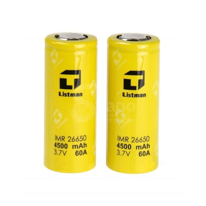 Vaping Rechargeable Batteries Rechargeable battery 26650 4500mAh 60A - Listman