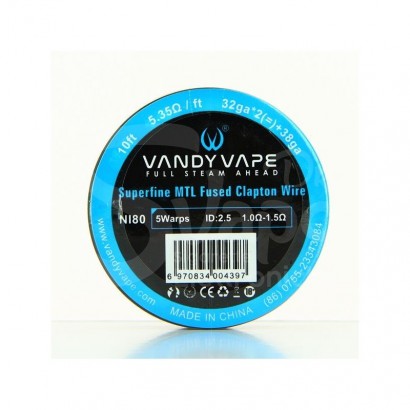 Resistive Vaping Wires Vandy Vape Superfine MTL Ni80 Fused Clapton Wire 32X2 + 38ga