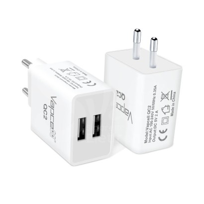 Caricabatterie-Caricatore USB da muro doppio Vapcell QC2 10W