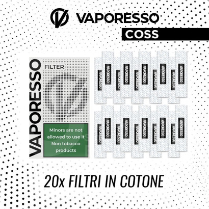 Drip Tip Sigarette Elettroniche-Filtri in cotone Drip Tip Vaporesso COSS 20pz